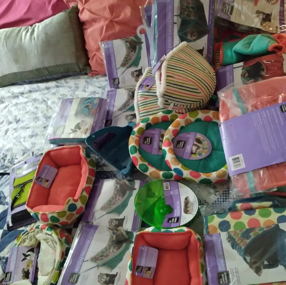 Animal supplies, cages, and food